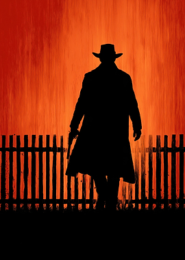 Silhouette of a Cowboy with Gun