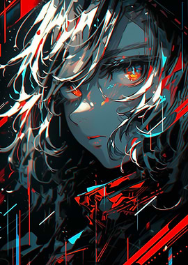 Anime Girl with Red Eyes