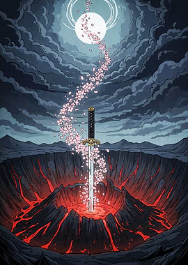 Sword Volcanic Crater Cherry Blossoms