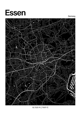Essen Black and White Map