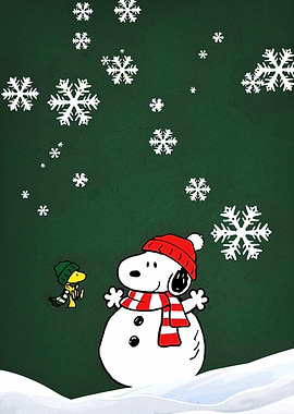 Snoopy and Woodstock Winter Scene