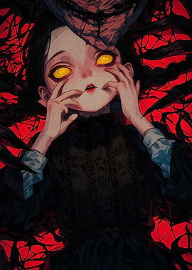 Creepy Girl with Glowing Eyes