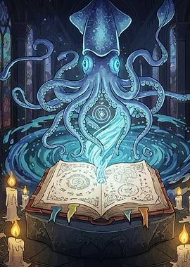 Mystical Squid and Spellbook