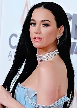 Katy Perry Portrait with Diamond Jewelry