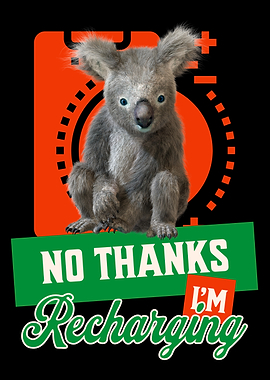 Koala Recharging Funny Graphic Design
