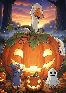 Halloween Goose Pumpkin Friends