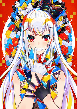 Anime Girl with Colorful Headdress