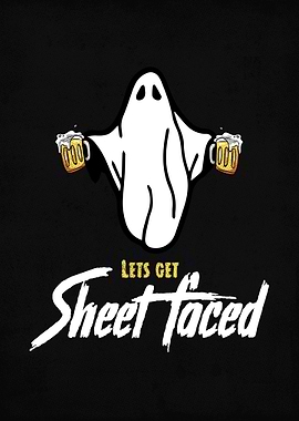Sheet Faced Ghost with Beer Mugs