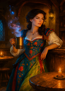 Medieval Woman with Magical Brew