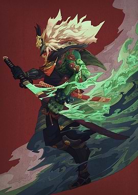 Samurai Warrior with Sword and Mask