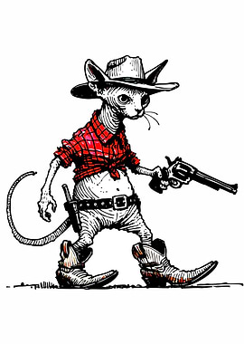 Cowboy Cat with Gun