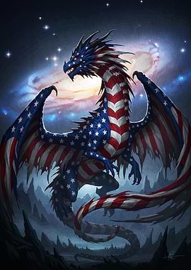 American Flag Dragon Fantasy