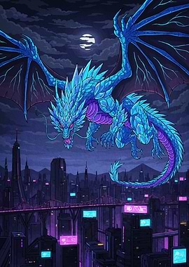 Cyberpunk Dragon Cityscape