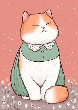 Cute Cat in Dress Illustration