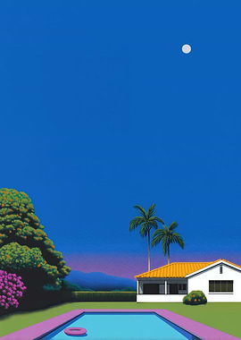 Vaporwave Poolside 80s Summer Dreamscape