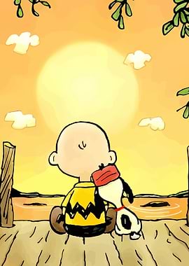 Charlie Brown and Snoopy Sunset
