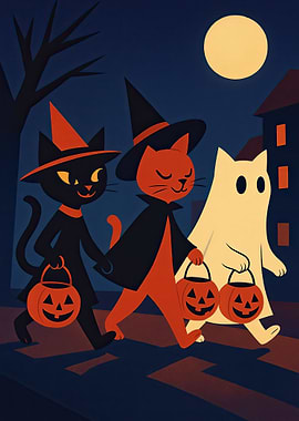 Halloween Cats Trick-or-Treating