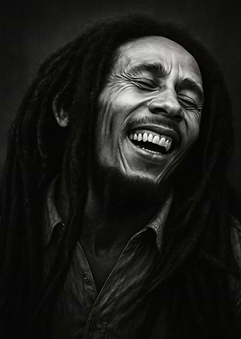 Bob Marley Portrait in Black and White