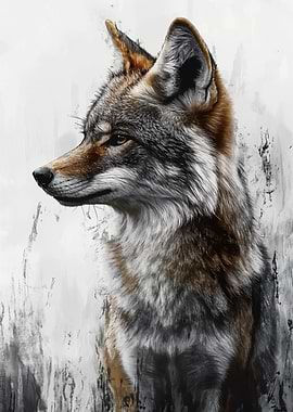 Coyote Portrait with Abstract Background