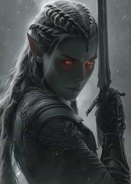 Dark Elf Warrior with Sword