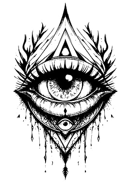 All-Seeing Eye Black and White Art