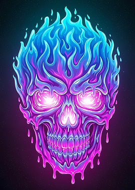Flaming Skull Illustration