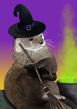 Otter Witch Brewing Potion