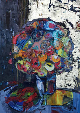 Abstract Floral Still Life Painting