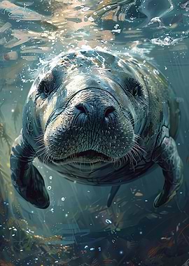 Underwater Manatee Portrait