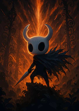 Hollow Knight in Fiery Landscape