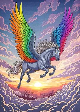 Rainbow Winged Pegasus Sky