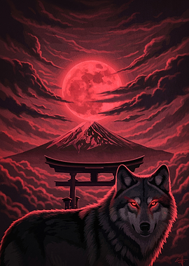Wolf Mountain Red Moon