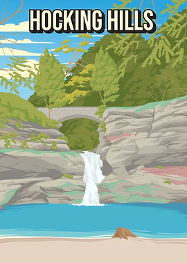 Hocking Hills Landscape with Waterfall