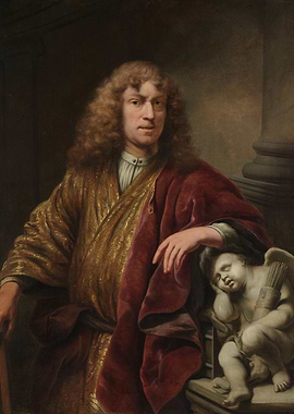 Classical Portrait with Cupid Statue