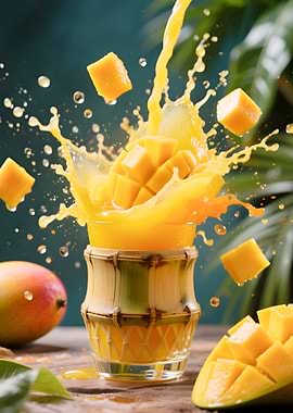Mango Juice Splash in Bamboo Glass