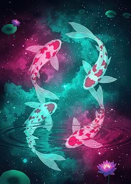 Koi Fish in Cosmic Pond
