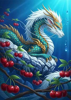 Dragon with Cherries Digital Art