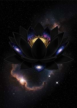 Cosmic Lotus Flower in Deep Space