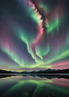 Aurora Borealis over Tranquil Lake