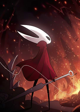 Silksong Hollow Knight: Hornet in Fiery Setting