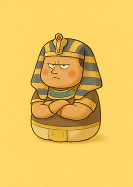 Cartoon Pharaoh with Arms Crossed