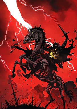 Dark Knight on Horseback Comic Art