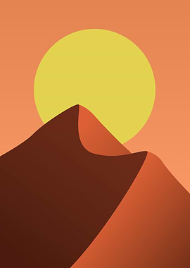 Minimalist Desert Landscape with Sun