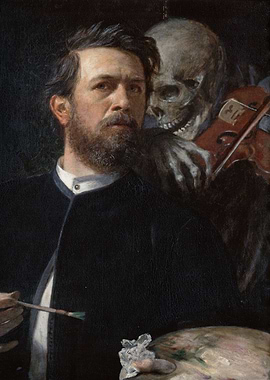 Self-Portrait with Death Playing the Fiddle