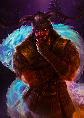 Viking Warrior with Spectral Wolves