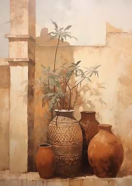 Vintage Vases and Plant