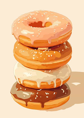 Stack of Glazed Donuts Illustration