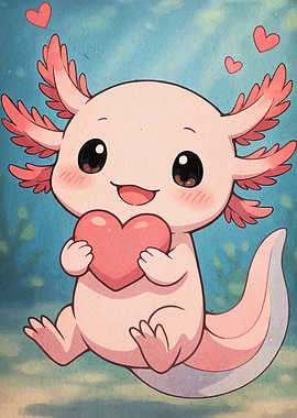 Cute Axolotl with Heart