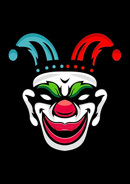 Creepy Clown Face with Jester Hat
