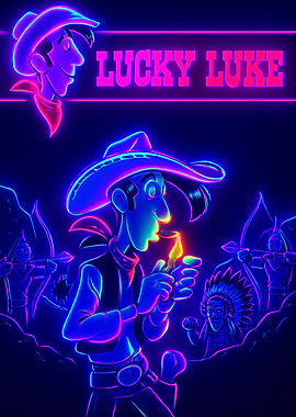 Lucky Luke Neon Cartoon